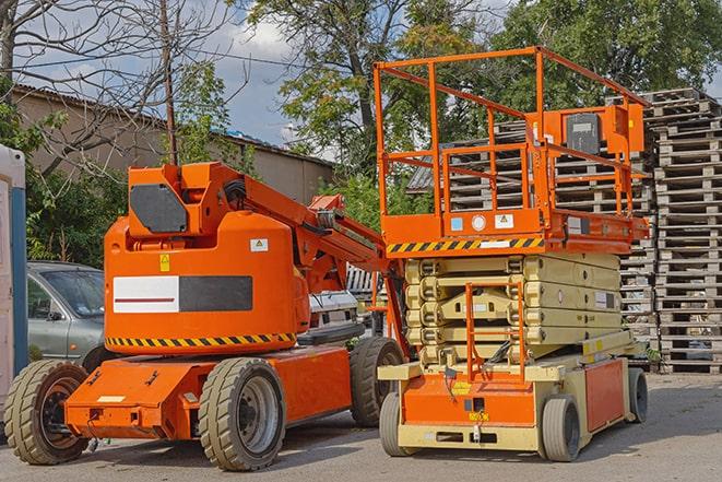 warehouse worker operating a heavy-duty forklift in Monticello, FL